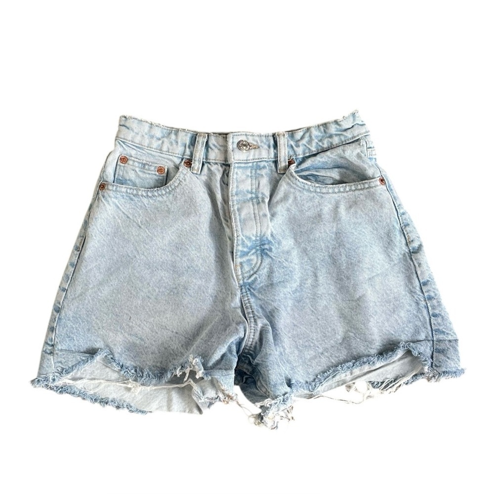 ZARA Light Blue High Waisted Denim Shorts 4